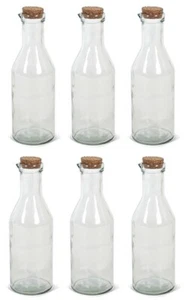 Set of 6 Extra Large Round Glass Carafe Bottle Milk Bottle Cork Stopper XL 1.1L - Picture 1 of 2