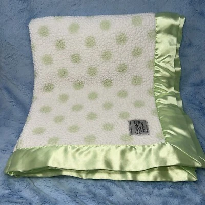 Pequeña Jirafa "Chenille Polka Dot" Sherpa Verde Blanco Manta Bebé Borde Satinado Foto 1 de 4