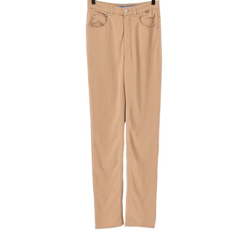 Jeans feminino ESCADA tamanho 34 esporte cintura alta skinny stretch jeans bege - Imagem 1 de 4