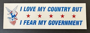 Love My Country Fear My Government bumper sticker Anti Trump protest resist 8x2 - Picture 1 of 7