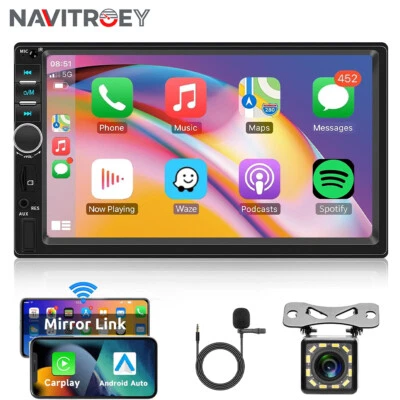 CarPlay 7" Double 2 Din Car Stereo Radio Android Auto Touch Screen Bluetooth - Image 1 of 4