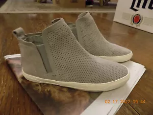 Dolce Vita Soft Gray Suede Perforated high top Sneakers White Sole sz 6 VGUC - Picture 1 of 9