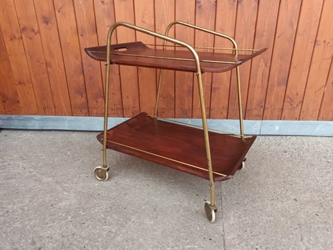 Serving Trolley Tea Trolley Wood 60er Table Side Table Midcentury BAR Cover