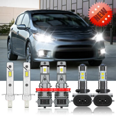 For Kia Forte5 2012-2013 LED Headlight Hi/Lo + Fog lights Combo Bulbs White 6pcs - Image 1 of 4
