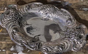 Queen City Silver Plated 12” X 8” Floral Decorated Serving Tray - Picture 1 of 7