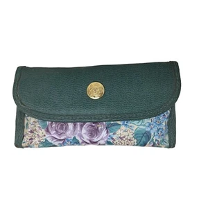 Teal and Purple Floral Print and Textured Solid Sunglasses or Glasses Case - Picture 1 of 7