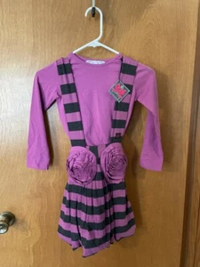 NWT Kid Cuteture Shirt and Skirt Set Boutique Made In USA Size 6 Purple Gray - Picture 1 of 5