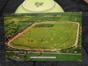 Vintage 1930er-40er Jahre unbesendet Farbe Leinen Postkarte Indianapolis Motor Speedway - Bild 1 von 4
