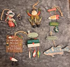 Lot Of 6 Vintage Fishing Christmas Ornaments 2 With Tags Midwest CBK