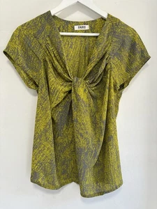 Nicole Farhi Women’s V Neck Ruffle Fronted Short Sleeve Silk Blouse Size 12 - Picture 1 of 6