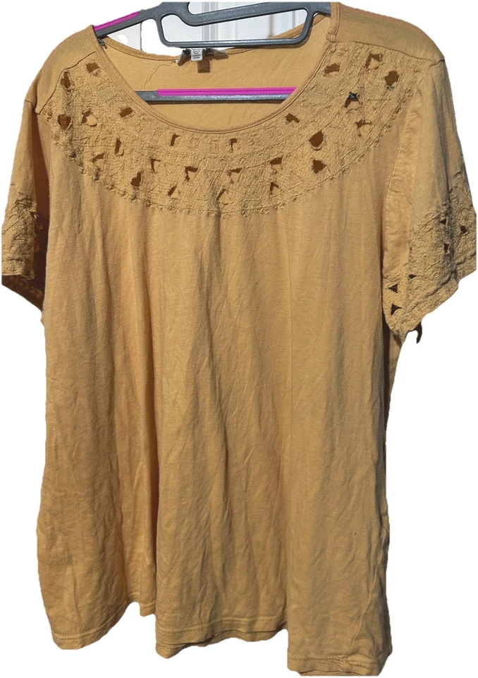 Top Lucky Brand Boho Azteca Mujer 1X Amarillo Mostaza Foto 1 de 4