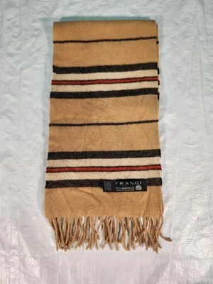 Frangi Scarf Unisex Multicolor Tartan 100% Lambswool Stripe Fringe Edge 64x9 - Image 1 of 4