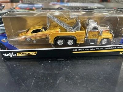 Camión de remolque Maisto Design 1953 Mack B-61/Buick Riviera Elite Transports 1965 1:64 Foto 1 de 4