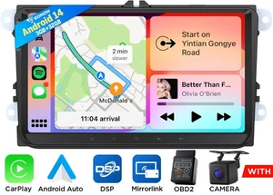 For VW GOLF MK5 MK6 Fits Apple CarPlay Car Stereo Radio Android 14 GPS Bluetooth - Picture 1 of 23