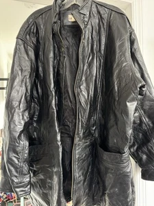 Vintage Men’s Black Leather Patch Look Jacket By CW Classics Size 3XL - Picture 1 of 11