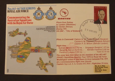 GB 1975 FDC RAF 463-467 Squadron- Commemorating Aust Squadrons with the RAF - Image 1 of 3