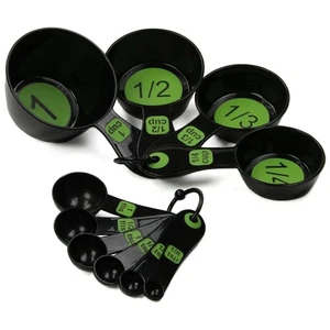 Chef Craft 10 Piece Easy Read Measuring Cups & Spoons Set - Black / Green - Picture 1 of 5