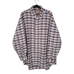 L.L.BEAN Blue Check Shirt Vintage 80s Made In USA Long Sleeve Cotton Mens XL - Picture 1 of 4