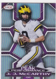 2024 SAGE HIT Low Series - Peak Performance J.J. McCarthy #PK-JJM Silver (R/C) - Picture 1 of 2