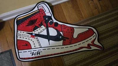 Off White Jordan 1 Alfombra Personalizada Hecha a Mano Alfombra Decorativa Alfombra de Baño Suave Foto 1 de 3