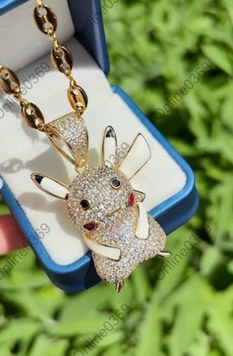 Men's VVS Moissanite Attractive Pikachu Character Pendant With Enamel In 925 SS — 第 1/4 张图片