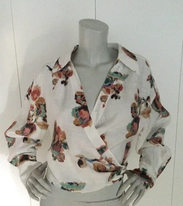 Vince Ikat Floral Tie Wrap Blouse Size M - Picture 1 of 12