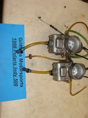 1998 POLARIS INDY 500 L/C oem MIKUNI carbs carburetors throttle choke cables - Image 1 of 4