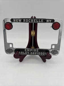 Empire Harley Davidson New York Dealer License Plate Frame Chrome Reflector Bolt - Foto 1 di 4