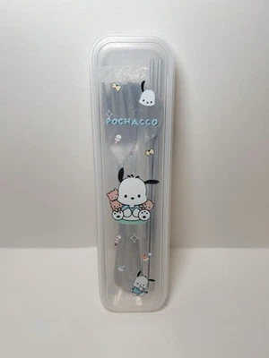 Sanrio Pochacco Utensil Set with Case - Fork, Spoon & Chopsticks - Image 1 of 3