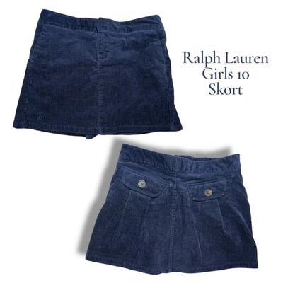 Ralph Lauren девочек 10 синий вельвет юбка skort опрятный морской карманы - Изображение 1 из 4