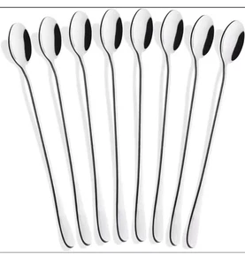 8 X Long Handle Teaspoons Tea Spoon Stainless Steel Coffee Latte Ice-cream spoon - Picture 1 of 6