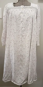 EILEEN WEST Langarm Nachthemd rosa & lila geblümt Gr. Small Spitze 100% Baumwolle - Bild 1 von 11