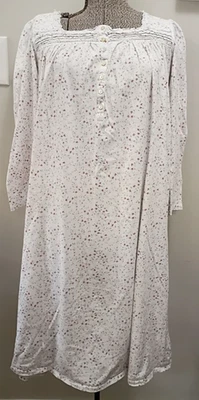 Camisón manga larga EILEEN WEST rosa y púrpura floral talla pequeña encaje 100 % algodón Foto 1 de 4