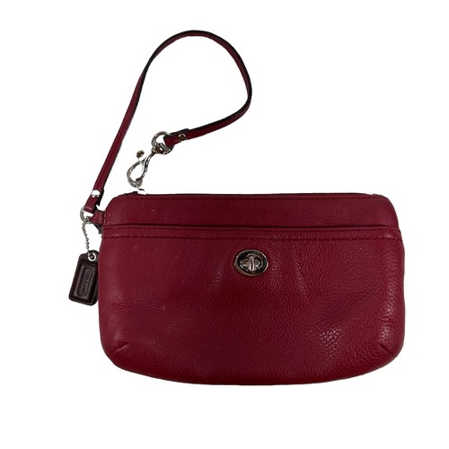 Coach Vintage Rosso Scuro Polso Chiusura Turnlock Pelle Coach Etichette