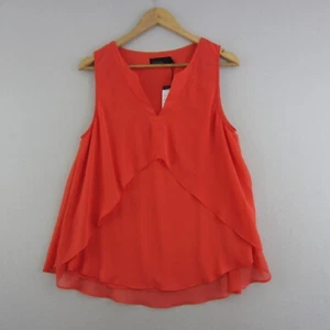 Wish Top Womens Small 10 Orange Sleeveless Blouse Shirt Ruffle Frill Event Boho - Picture 1 of 15