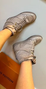 RARE Louis Vuitton CLIFF TOP Monogram Embossed WEDGE Sneaker SNAKESKIN - Picture 1 of 5
