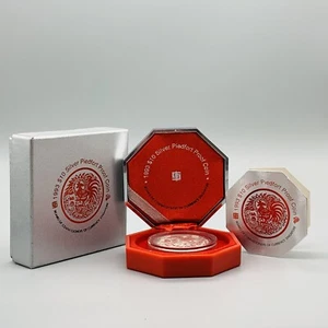 Moneda de prueba PIEDFORT (2 oz) de plata Singapur 1993 de $10 RARA - Año Lunar del Gallo - Imagen 1 de 6