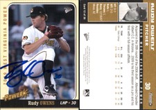 Rudy Owens Signed 2010 MultiAd West Virginia Power #33 Card Auto AU