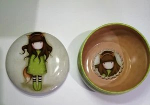 metal lidded trinket round tin box Santoro's Gorjuss design lid inside keepsakes - Picture 1 of 5