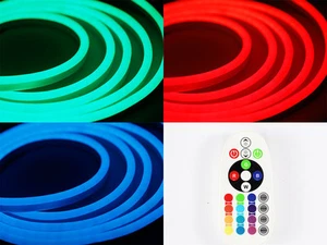 Neon RGB LED Streifen mit RGB Fernbedinung Kontroller Dimmer wasserfest IP65 10m - Bild 1 von 6