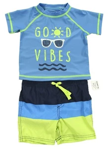FIRST IMPRESSIONS BABY JUNGEN 2 STÜCK GOOD VIBES RASH GUARD SCHWIMMHOSEN UPF 50 12M - Bild 1 von 3