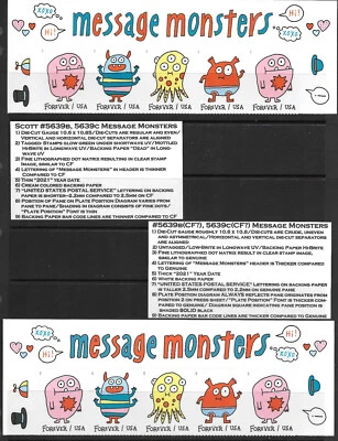 NEW! Message Monst. Horiz.Strip of 5 Scott #5639b(CF1) WIth Genuine #5639b, Tabs - Image 1 of 3