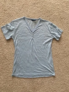Camisa Kuhl Mujer L Azul Floral Transparente 3 Botones Top Cuello en V Talla L - Imagen 1 de 6