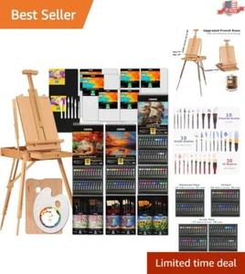 Professional Painting Set - Oil, Acrylics, Watercolors, Canvas, Easel & Brushes - Picture 1 of 8