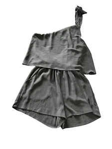 Pink Lily One Shoulder Sleevless Shorts Black Romper Size S Casual Beach - Picture 1 of 5