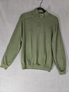 Suéter Eddie Bauer Para Hombres Henley 1/4 Cremallera Supima Pima Algodón Bosque Verde Pequeño - Imagen 1 de 8