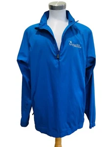 Adidas Herren L blau ClimaProof 1/4 Zip Golf Pullover Windbreaker Pebble Beach - Bild 1 von 8