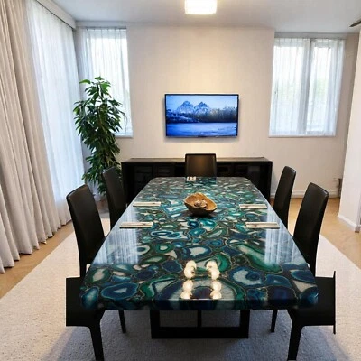 Sofá central de piedra de ágata verde de 60"x30" mesa de comedor piedras preciosas decoración moderna del hogar Foto 1 de 4