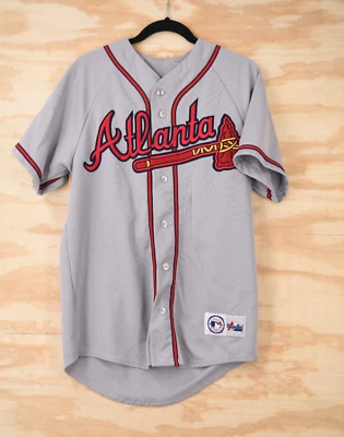 Camiseta deportiva cosida gris majestuosa vintage de los Atlanta Braves Greg Maddux #3 para hombre mediana Foto 1 de 4