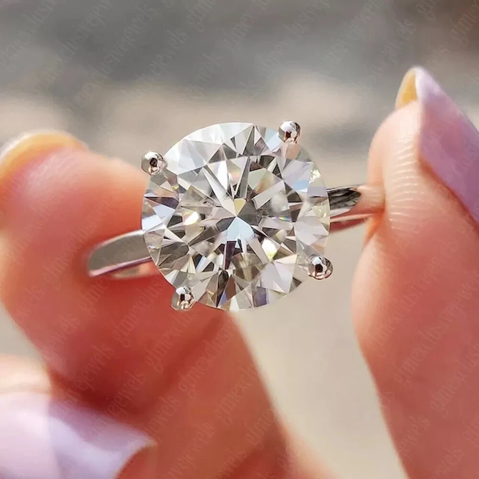 2.50 Ct Round Moissanite Solitaire Engagement Wedding Ring 14k White Gold Plated - Image 1 of 4